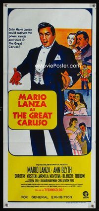 2f223 GREAT CARUSO Australian daybill movie poster R68 art of singer Mario Lanza & Ann Blyth!