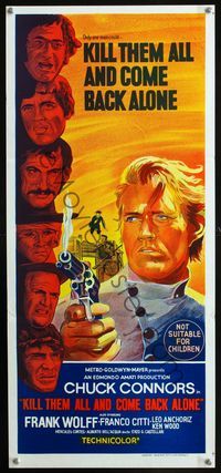 2f260 KILL THEM ALL & COME BACK ALONE Aust daybill '70 stone litho of Chuck Connors w/smoking gun!
