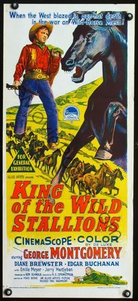 2f264 KING OF THE WILD STALLIONS Aust daybill '59 stone litho art of George Montgomery & horse!