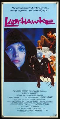 2f266 LADYHAWKE Aust daybill '85 different image of Michelle Pfeiffer & young Matthew Broderick!