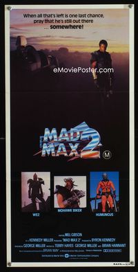 2f290 MAD MAX 2: THE ROAD WARRIOR Australian daybill movie poster '81 Mel Gibson returns as Mad Max!