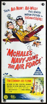 2f299 McHALE'S NAVY JOINS THE AIR FORCE Aust daybill '65 Tim Conway, wacky flying military ship art!