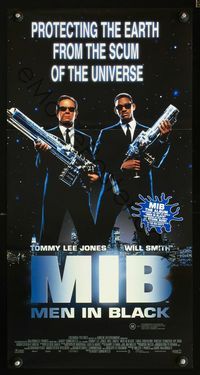 2f302 MEN IN BLACK Australian daybill movie poster '97 Will Smith & Tommy Lee Jones with huge guns!