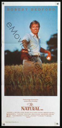 2f325 NATURAL Australian daybill '84 best image of Robert Redford throwing baseball, Barry Levinson