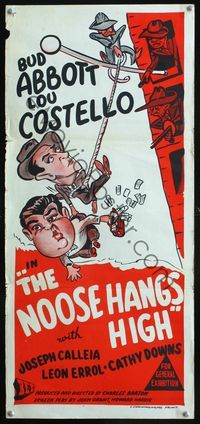 2f335 NOOSE HANGS HIGH Aust daybill R50s great artwork of Abbott & Costello on the run from crooks!