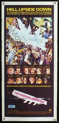 2f356 POSEIDON ADVENTURE Australian daybill movie poster '72 Gene Hackman, Mort Kunstler art!