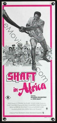 2f394 SHAFT IN AFRICA Australian daybill '73 artwork of Richard Roundtree stickin' it all the way!
