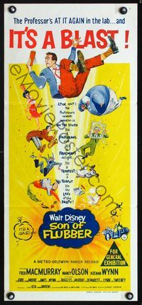 2f407 SON OF FLUBBER Australian daybill '63 Walt Disney, absent-minded professor Fred MacMurray!
