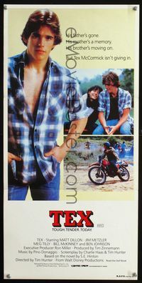 2f439 TEX Australian daybill movie poster '82 Matt Dillon, Meg Tilly, from S.E. Hinton's novel!