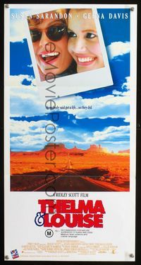 2f443 THELMA & LOUISE Aust daybill '91 Susan Sarandon, Geena Davis, Ridley Scott feminist classic!