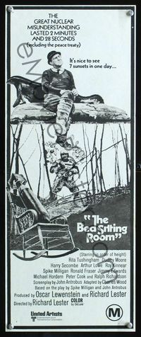 2f040 BED SITTING ROOM New Zealand daybill movie poster '69 wacky art of bomb in rocking chair!