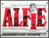 2g266 ALFIE half-sheet movie poster '66 British cad Michael Caine loves them and leaves them!