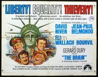 2g309 BRAIN half-sheet poster '69 David Niven, Jean-Paul Belmondo, Eli Wallach, Bourvil, Le Cerveau!
