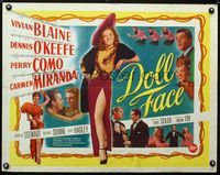 2g382 DOLL FACE half-sheet '45 sexy full-length Vivian Blaine & Carmen Miranda, Perry Como, O'Keefe