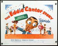 2g386 EDDIE CANTOR STORY half-sheet movie poster '53 great wacky art of Keefe Brasselle!