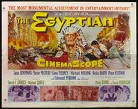 2g387 EGYPTIAN half-sheet poster '54 great artwork of Jean Simmons, Victor Mature & Gene Tierney!