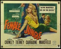 2g399 FEMALE JUNGLE half-sheet poster '56 artwork of sexy love-starved animal Kathleen Crowley!