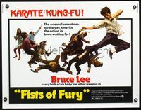 2g401 FISTS OF FURY half-sheet movie poster '73 Bruce Lee, Tang shan da xiong, kung fu!
