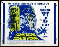 2g410 FRANKENSTEIN CREATED WOMAN 1/2sh '67 Peter Cushing, Susan Denberg had the soul of the devil!