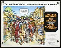 2g413 FROM NOON TILL THREE style B half-sheet '76 great different artwork of outlaw Charles Bronson!