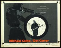2g419 GET CARTER half-sheet movie poster '71 two great images of assassin Michael Caine!