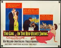 2g422 GIRL IN THE RED VELVET SWING half-sheet '55 half-dressed Joan Collins as Evelyn Nesbitt Thaw!