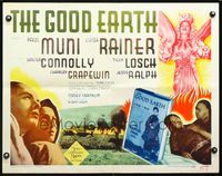 2g427 GOOD EARTH half-sheet poster R62 Asian Paul Muni & Luise Rainer, from Pearl S. Buck novel!