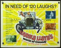 2g444 HAROLD LLOYD'S WORLD OF COMEDY half-sheet '62 one of the great comics of all time at his best!