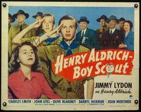 2g448 HENRY ALDRICH BOY SCOUT style B half-sheet '44 close up of Jimmy Lydon in uniform saluting!