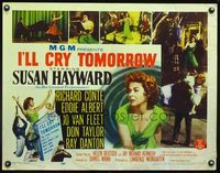 2g464 I'LL CRY TOMORROW style A half-sheet movie poster '55 artwork of distressed Susan Hayward!