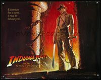2g471 INDIANA JONES & THE TEMPLE OF DOOM half-sheet '84 artwork of Harrison Ford by Bruce Wolfe!