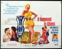 2g477 IT HAPPENED IN ATHENS half-sheet poster '62 super sexy Jayne Mansfield rivals Helen of Troy!