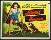 2g487 JUNGLE WOMAN half-sheet movie poster R48 great image of super sexy Acquanetta & tiger!