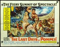 2g500 LAST DAYS OF POMPEII 1/2sheet '60 art of mighty Steve Reeves in the fiery summit of spectacle!