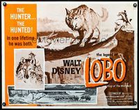2g505 LEGEND OF LOBO 1/2sheet R72 Walt Disney, King of the Wolfpack, cool art of wolf being hunted!