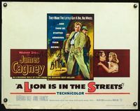 2g511 LION IS IN THE STREETS half-sheet movie poster '53 the gutter was James Cagney's throne!