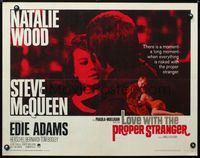 2g520 LOVE WITH THE PROPER STRANGER 1/2sheet '64 romantic close up of Natalie Wood & Steve McQueen!