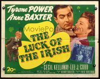 2g523 LUCK OF THE IRISH half-sheet '48 Tyrone Power, Anne Baxter, art of leprechaun Cecil Kellaway!
