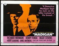 2g526 MADIGAN half-sheet movie poster '68 Richard Widmark, Henry Fonda, Don Siegel, sey silhouette!