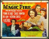 2g528 MAGIC FIRE style B half-sheet poster '55 directed by William Dieterle, sexy Yvonne De Carlo