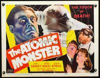2g537 MAN MADE MONSTER half-sheet R53 giant image of crazed Lon Chaney Jr., The Atomic Monster!