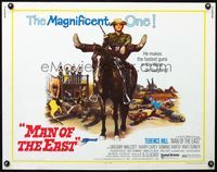 2g539 MAN OF THE EAST style A half-sheet movie poster '74 great image of Terence Hill on horseback!