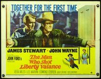 2g540 MAN WHO SHOT LIBERTY VALANCE half-sheet '62 John Wayne, James Stewart, Lee Marvin, John Ford