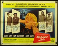 2g545 MIDNIGHT LACE 1/2sheet '60 fear possessed Doris Day as love once had, Rex Harrison, John Gavin