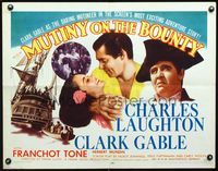 2g563 MUTINY ON THE BOUNTY half-sheet movie poster R57 Clark Gable, Charles Laughton