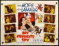 2g564 MY FAVORITE SPY style B half-sheet movie poster '51 Bob Hope wearing turban, sexy Hedy Lamarr!