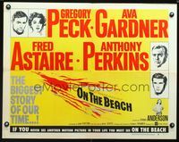 2g581 ON THE BEACH style A 1/2sh '59 art of Gregory Peck, Ava Gardner, Fred Astaire & Tony Perkins!