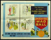 2g584 OPERATION MAD BALL half-sheet '57 screwball comedy filmed entirely without Army co-operation!