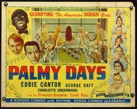 2g588 PALMY DAYS half-sheet poster R44 Eddie Cantor in blackface, George Raft, sexy Goldwyn girls!