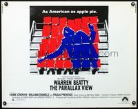 2g590 PARALLAX VIEW half-sheet movie poster '74 Warren Beatty, as American as apple pie, cool image!